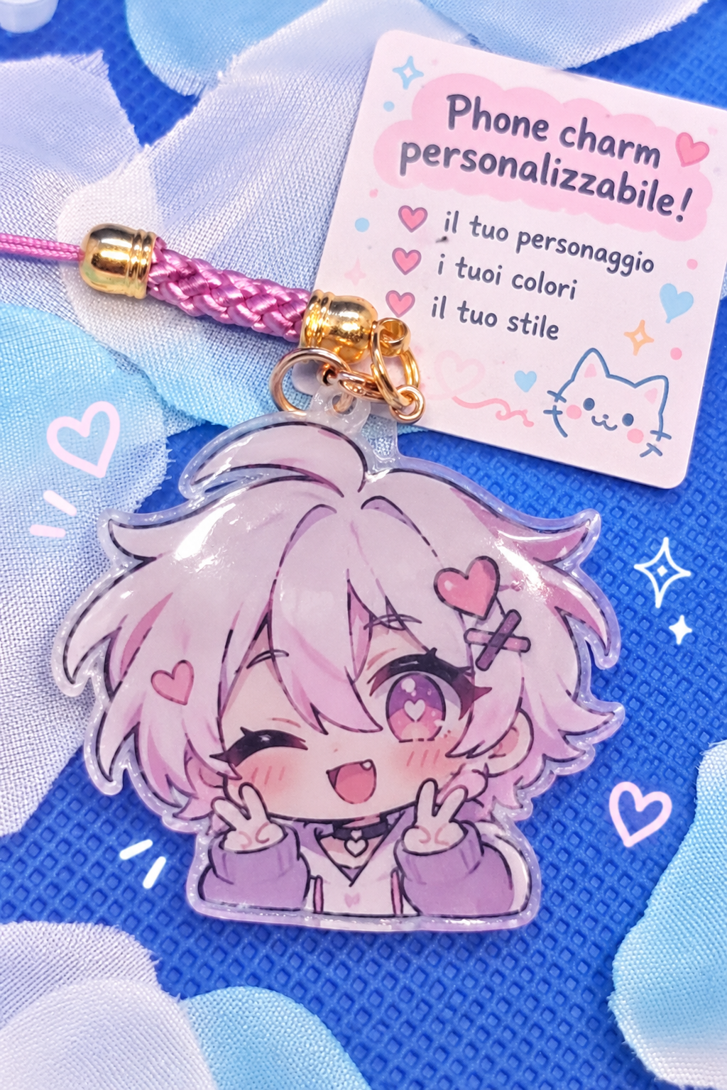 Phone charm in plastica termorestringente personalizzabile