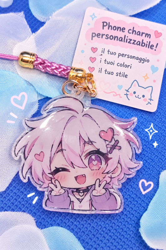 Phone charm in plastica termorestringente personalizzabile